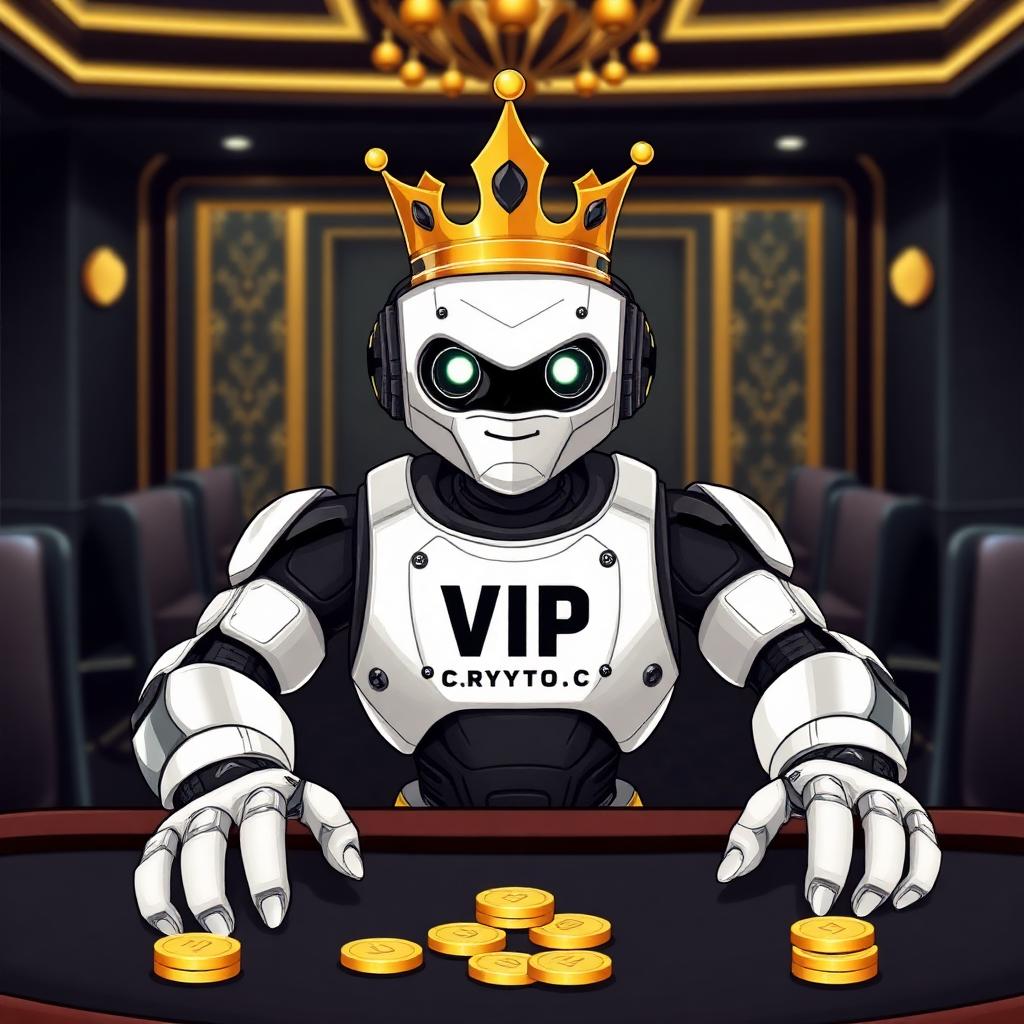 VIP Crypto Casino mascot at a high-roller poker table with golden chips