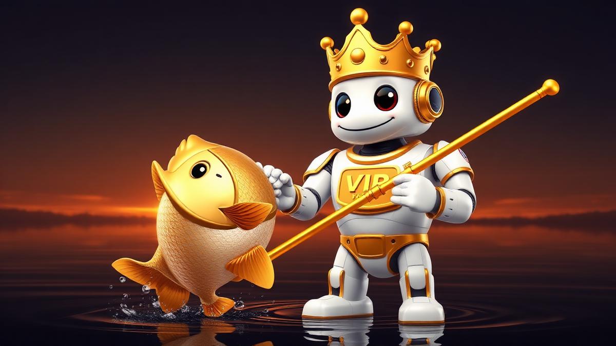 Big Bass Bonanza slot artwork with VIP Crypto Casino mascot