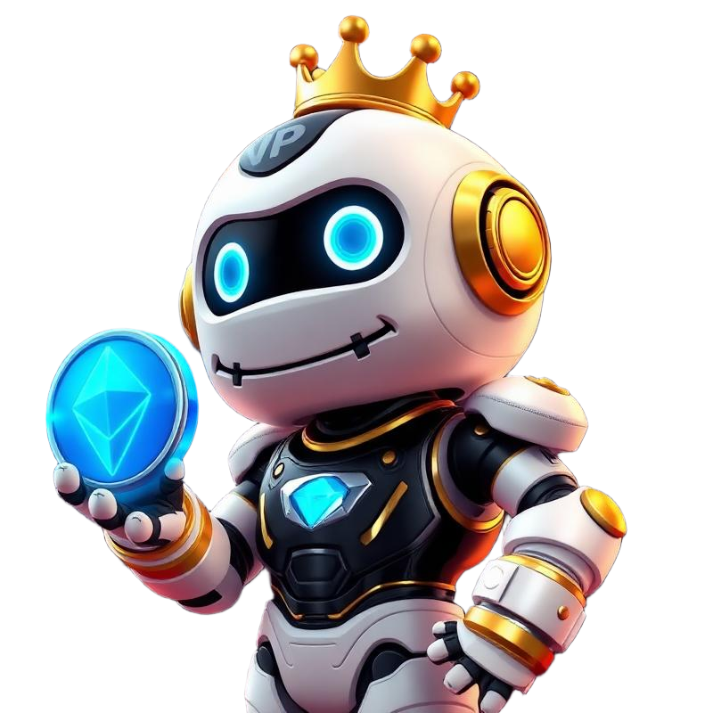 VIP Crypto Casino mascot holding a glowing Ethereum ETH coin — the best Ethereum casinos of 2026