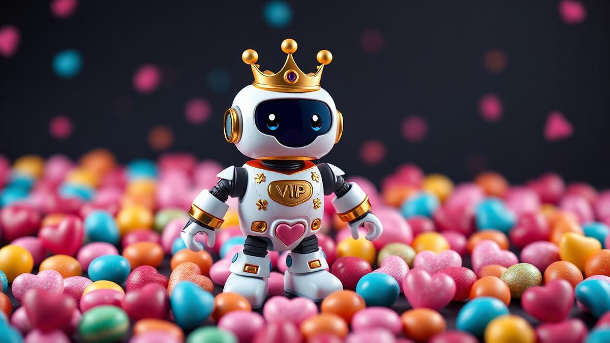 Sugar Rush slot artwork with VIP Crypto Casino mascot