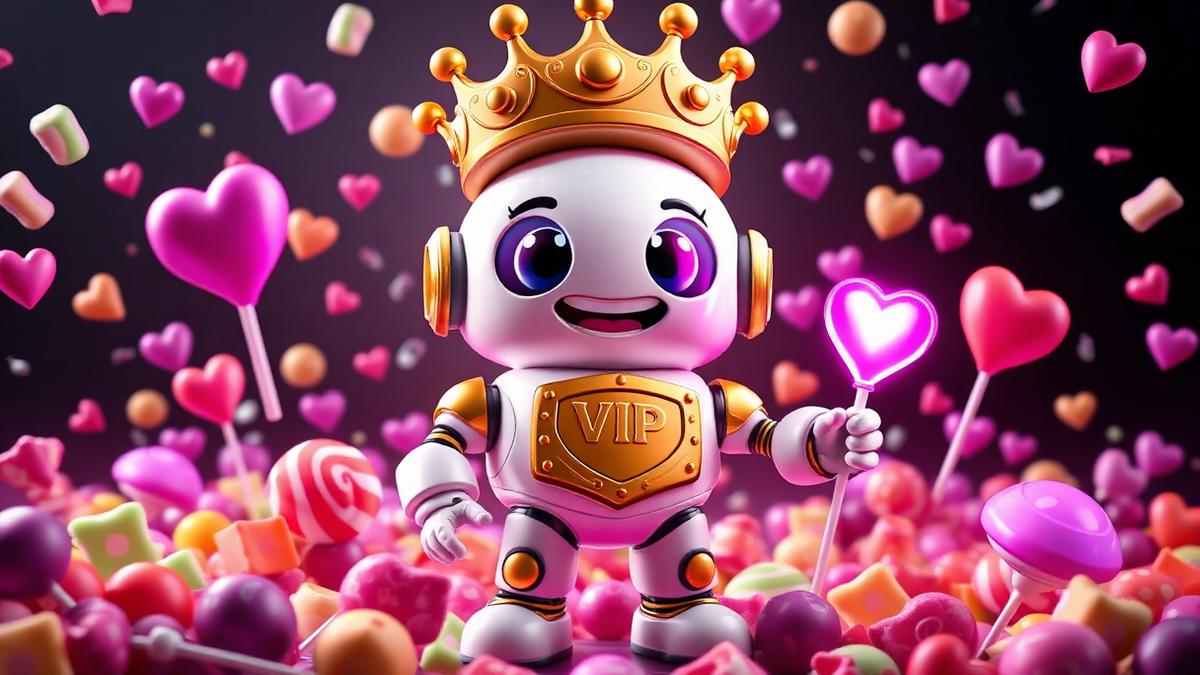 Sweet Bonanza slot artwork with VIP Crypto Casino mascot
