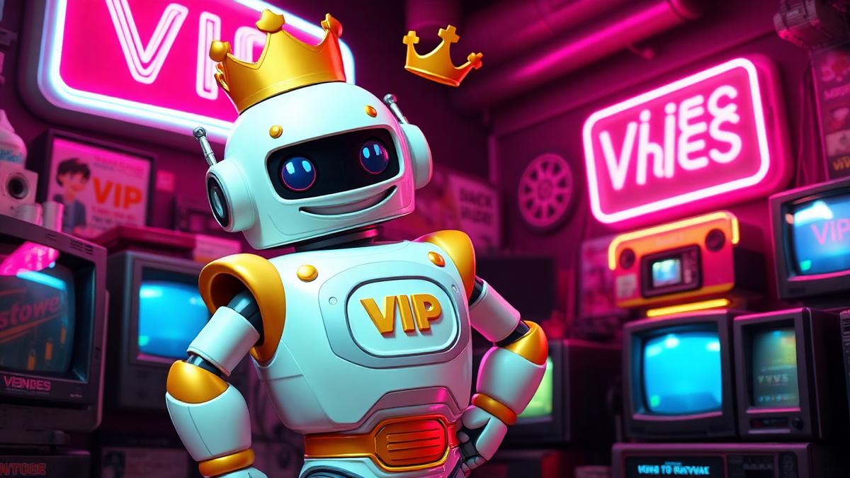 Toshi Video Club slot artwork with VIP Crypto Casino mascot